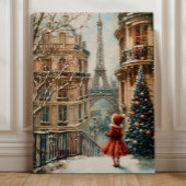 Christmas in Paris – Whimsical Winter Eiffel Tower Canvas Afdruk