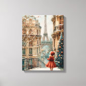 Christmas in Paris – Whimsical Winter Eiffel Tower Canvas Afdruk (Voorkant)