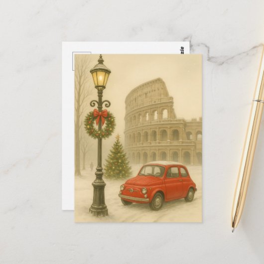 Christmas in Rome Italy – Holiday Art Gift  Briefkaart (Voorkant / Achterkant in situ)
