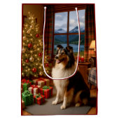 Christmas In Scotland Collie Holiday  Medium Cadeauzakje (Achterkant)