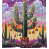 Christmas in the Desert Southwest Saguaro Cactus Douchegordijn (Voorkant)
