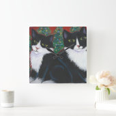 CHRISTMAS IN ZWARTE EN WITTE VIERKANTE KLOK (Huis)