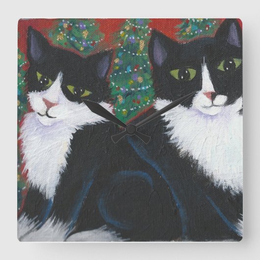 CHRISTMAS IN ZWARTE EN WITTE VIERKANTE KLOK (Voorkant)