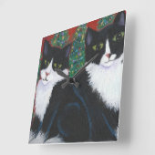 CHRISTMAS IN ZWARTE EN WITTE VIERKANTE KLOK (Hoek)