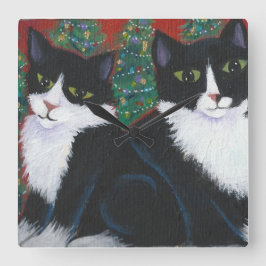 CHRISTMAS IN ZWARTE EN WITTE VIERKANTE KLOK