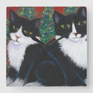 CHRISTMAS IN ZWARTE EN WITTE VIERKANTE KLOK