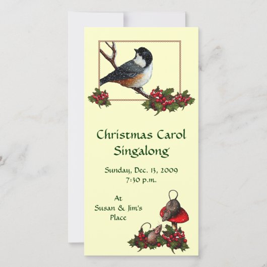 CHRISTMAS-INVITATIE: Chickade: Carol Sing (Voorkant)