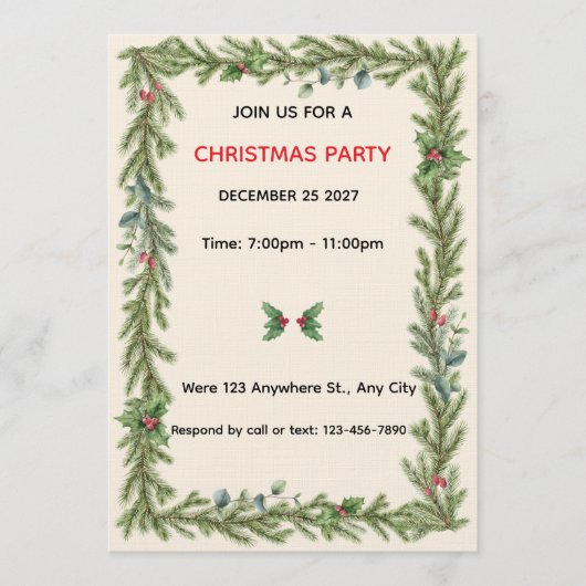 Christmas Invitation  Kaart (Voorkant)