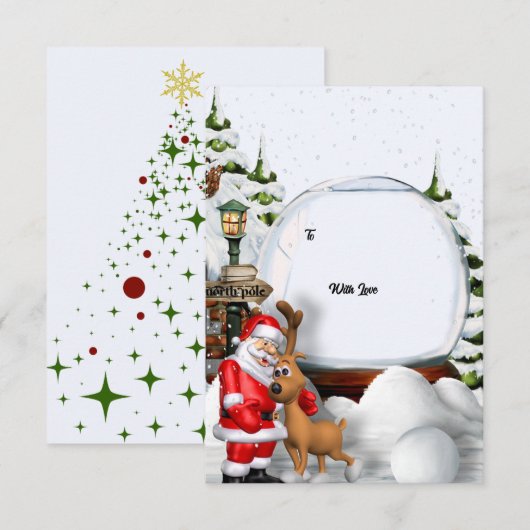 Christmas Invitation – Santa & Reindeer Winter Kaart (Voorkant / Achterkant)