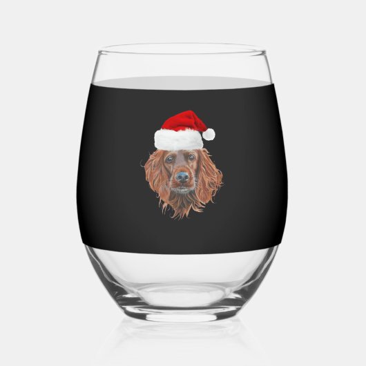 Christmas Irish Setter Classic T-Shirt Wijnglas Zonder Voet (Voorkant)