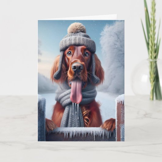 Christmas Irish Setter Dog Feestdagen Kaart (Voorkant)