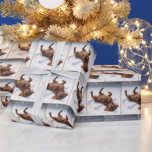 Christmas Irish Setter Making a Snow Angel Cadeaupapier (Feestdagen)