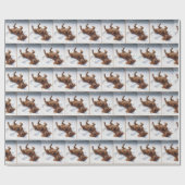 Christmas Irish Setter Making a Snow Angel Cadeaupapier (Vlak)