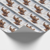 Christmas Irish Setter Making a Snow Angel Cadeaupapier (Hoek)