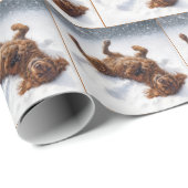 Christmas Irish Setter Making a Snow Angel Cadeaupapier (Rol Hoek)