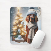 Christmas Irish Setter met sjaal en Pet Muismat (Met muis)