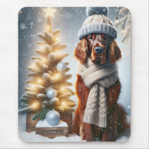 Christmas Irish Setter met sjaal en Pet Muismat