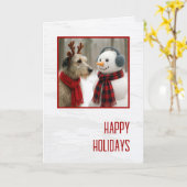 Christmas Irish Wolfhound Gazing at a Cute Snowman Kaart (Gele Bloem)