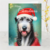 Christmas Irish Wolfhound Kaart (Gele Bloem)