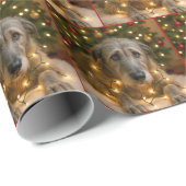 Christmas Irish Wolfhound Tangled In Lights Cadeaupapier (Rol Hoek)