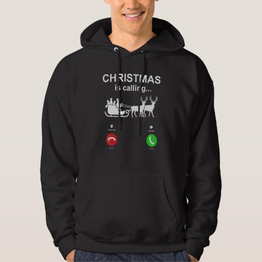 Christmas Is Calling Santa Sleigh Hoodie (Voorkant)