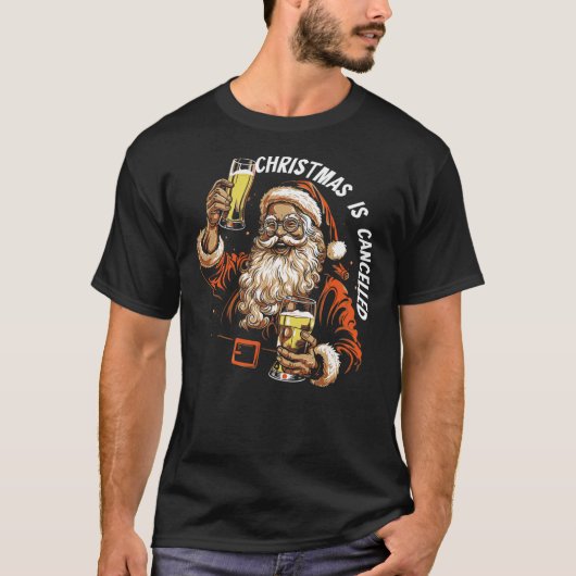 Christmas Is Cancelled Funny Santa Drinking Bear T-shirt (Voorkant)