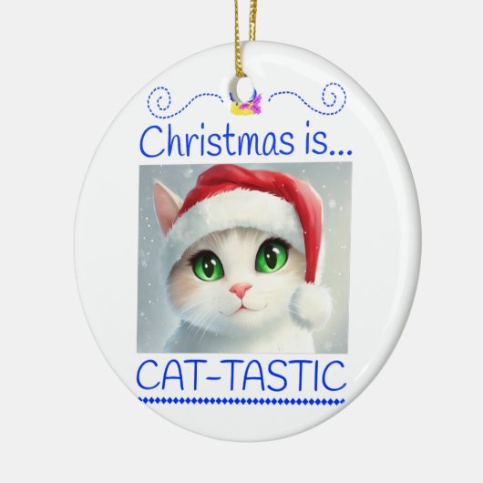 Christmas is Cat-tastic Unique Ceramic Ornament (Links)