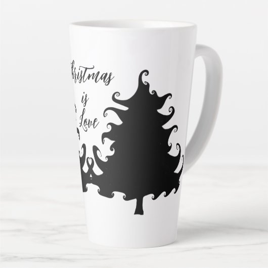 Christmas is Love Black Tree Saying Latte Mok (Rechterhoek)