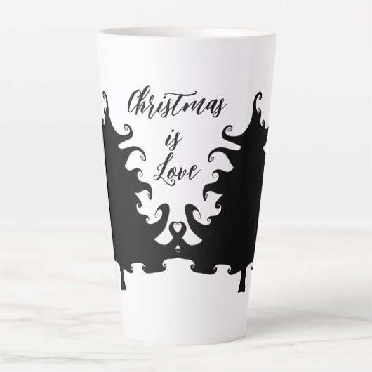 Christmas is Love Black Tree Saying Latte Mok (Voorkant)