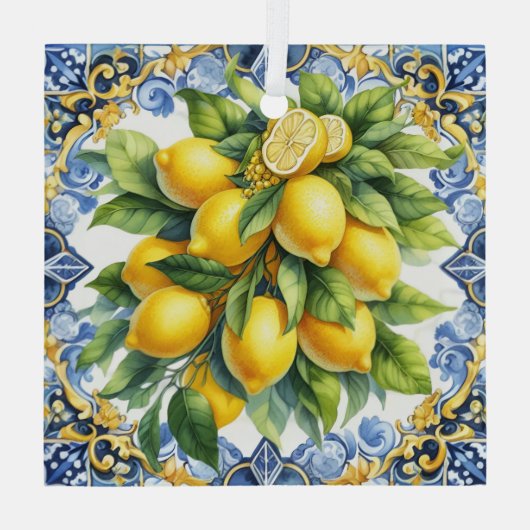 Christmas Italian Lemons Glass Ornament (Achterkant)