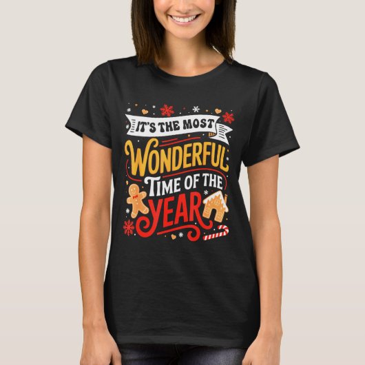 Christmas It's The Most Wonderful Time Of Year Gin T-shirt (Voorkant)