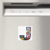 CHRISTMAS J LETTER / SANTA MET VIOLIN MONOGRAM MAGNEET (Insitu (Vaatwasser))
