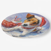  Christmas Jack Russell Paper Plate Papieren Bordje (Gekanteld)