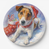  Christmas Jack Russell Paper Plate Papieren Bordje (Voorkant)