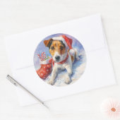  Christmas Jack Russell Round Sticker (Envelop)