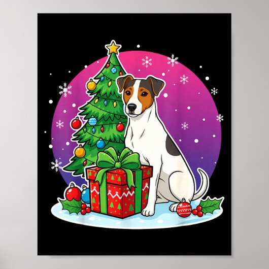 Christmas Jack Russell Santa Hat Xmas Jack Russell Poster (Voorkant)