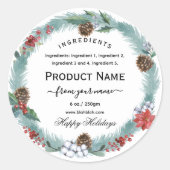 Christmas jam ingredient Label with wreath (Voorkant)