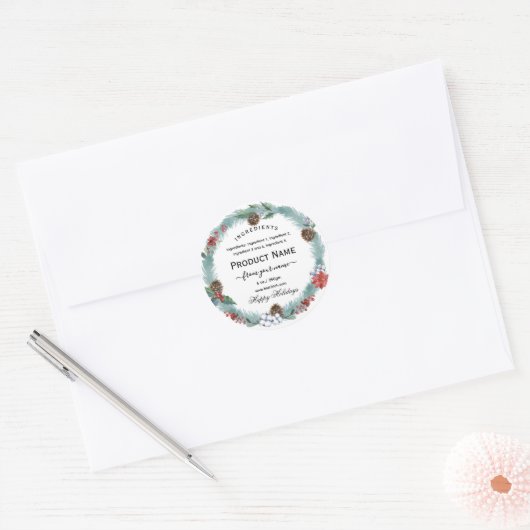 Christmas jam ingredient Label with wreath (Envelop)