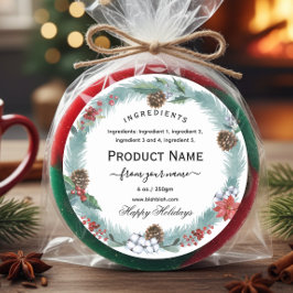 Christmas jam ingredient Label with wreath