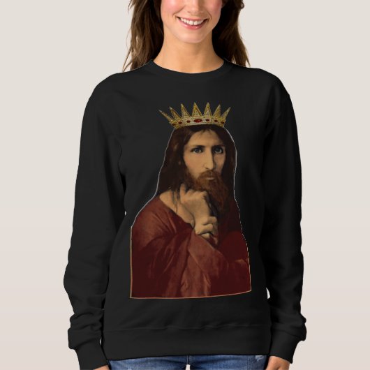 Christmas Jesus Christ Crowned King Portrait Women Trui (Voorkant)