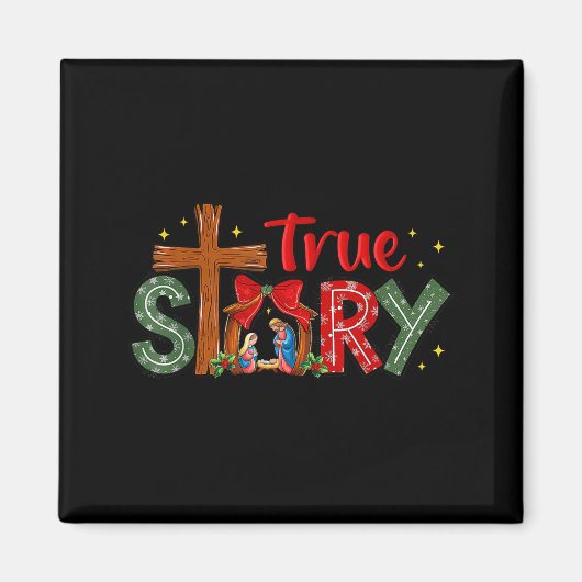 Christmas Jesus Cross Religious Christian Xmas Tru Magneet (Voorkant)