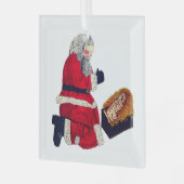 CHRISTMAS JESUS EN SANTA GLAS ORNAMENT (Voorkant links)