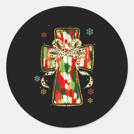 Christmas Jesus Is The Reason Christian Cross Coqu Ronde Sticker (Voorkant)