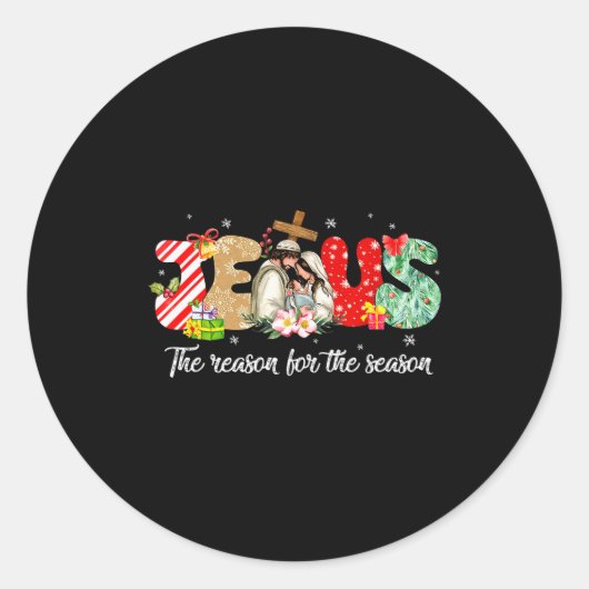 Christmas Jesus Is The Reason For The Season Jesus Ronde Sticker (Voorkant)