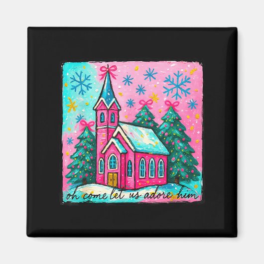 Christmas Jesus Oh Come Let Us Adore Him Funny Chr Magneet (Voorkant)