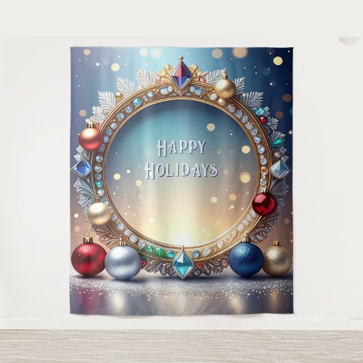 Christmas Jewel Frame Holiday Backdrop Wandkleed (Voorkant)