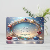 Christmas Jewel Frame Holiday Card Feestdagenkaart (Staand voorkant)