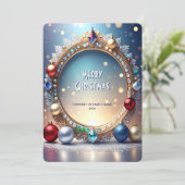 Christmas Jewel Frame Holiday Card Feestdagenkaart (Staand voorkant)