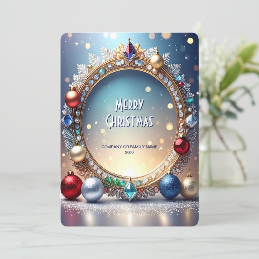 Christmas Jewel Frame Holiday Card Feestdagenkaart (Staand voorkant)