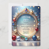 Christmas Jewel Frame Holiday Party Invitation Kaart (Voorkant)